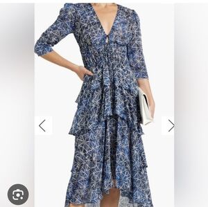 Maje Elegant Blue Patterned Dress. Size 40 ( US 8-10)